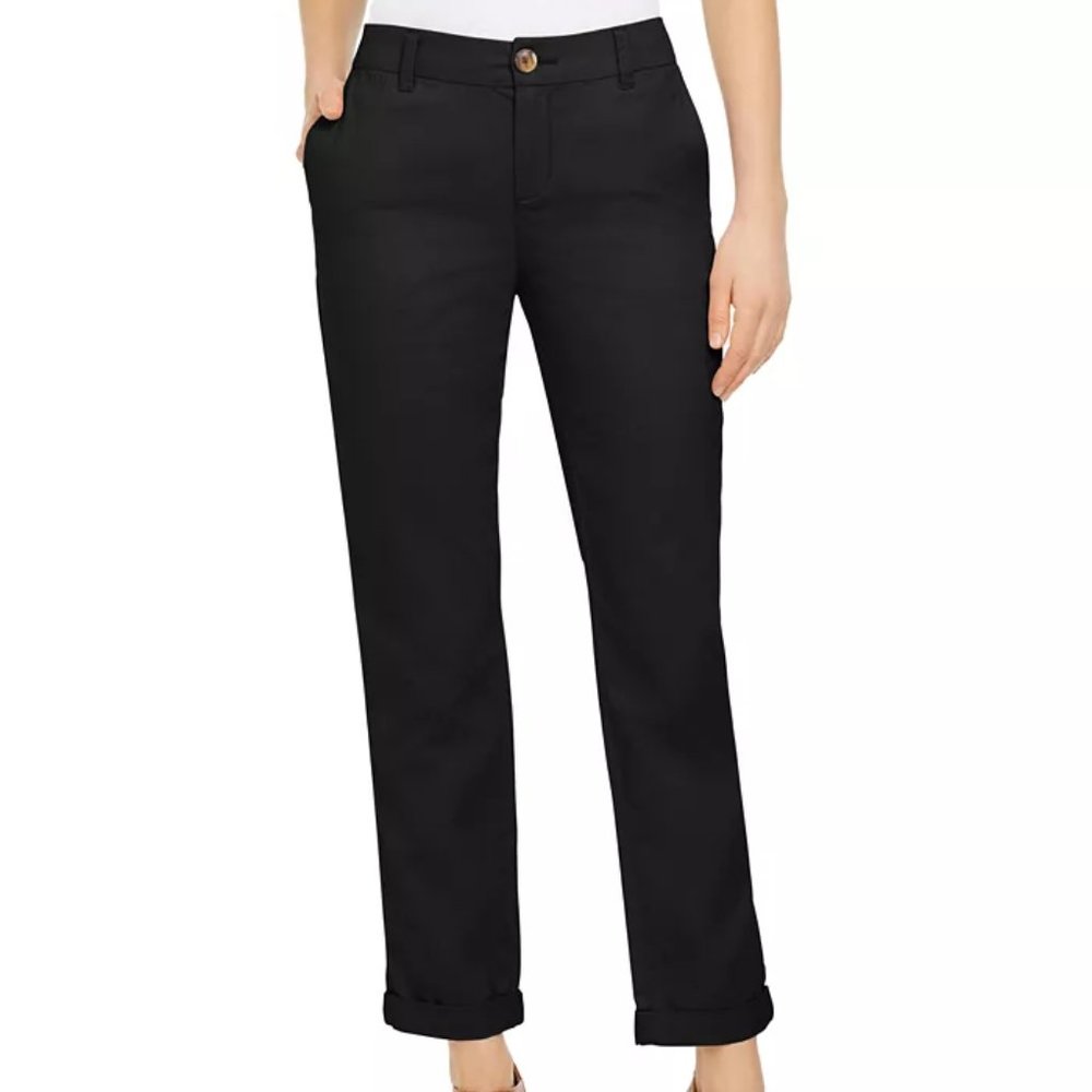 NWT Style & Co Womens Black Chino Table Straight Midrise Cotton Pants SIZE 10